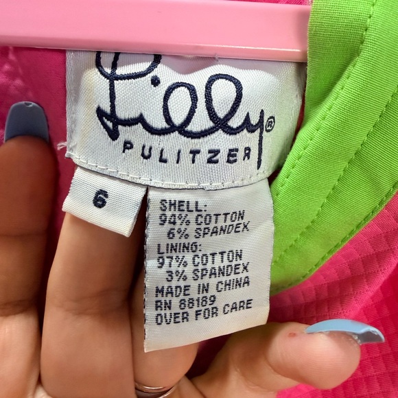 Lilly Pulitzer Georgia Pink & Green Print Shift Dress Size 6 Resort - Picture 4 of 5